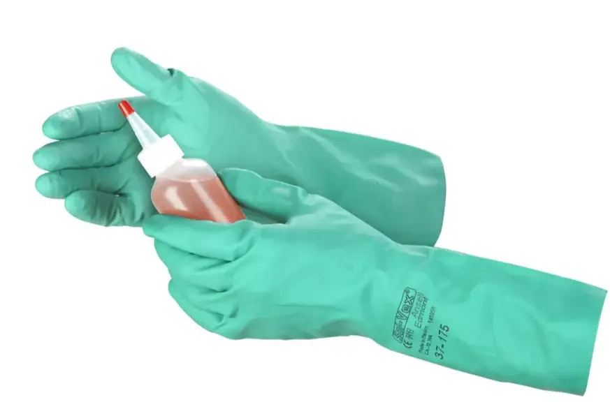 Ansell® AlphaTec® Sol-Vex® Guantes de Nitrilo Resistentes a Químicos - Forro Flocado, 13", Grosor 17 Mil