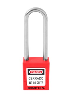 CANDADO TERMOPLÁSTICO BLOQUEO ROJO 38MM X 44MM GANCHO LARGO