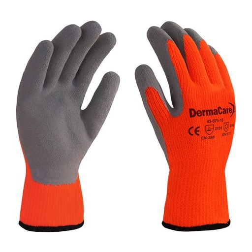 Guantes de Acrilico Naranja Recubierto Latex Dermacare